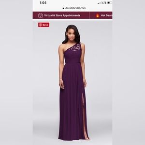 Purple Long One Shoulder Lace David’s Bridal Dress